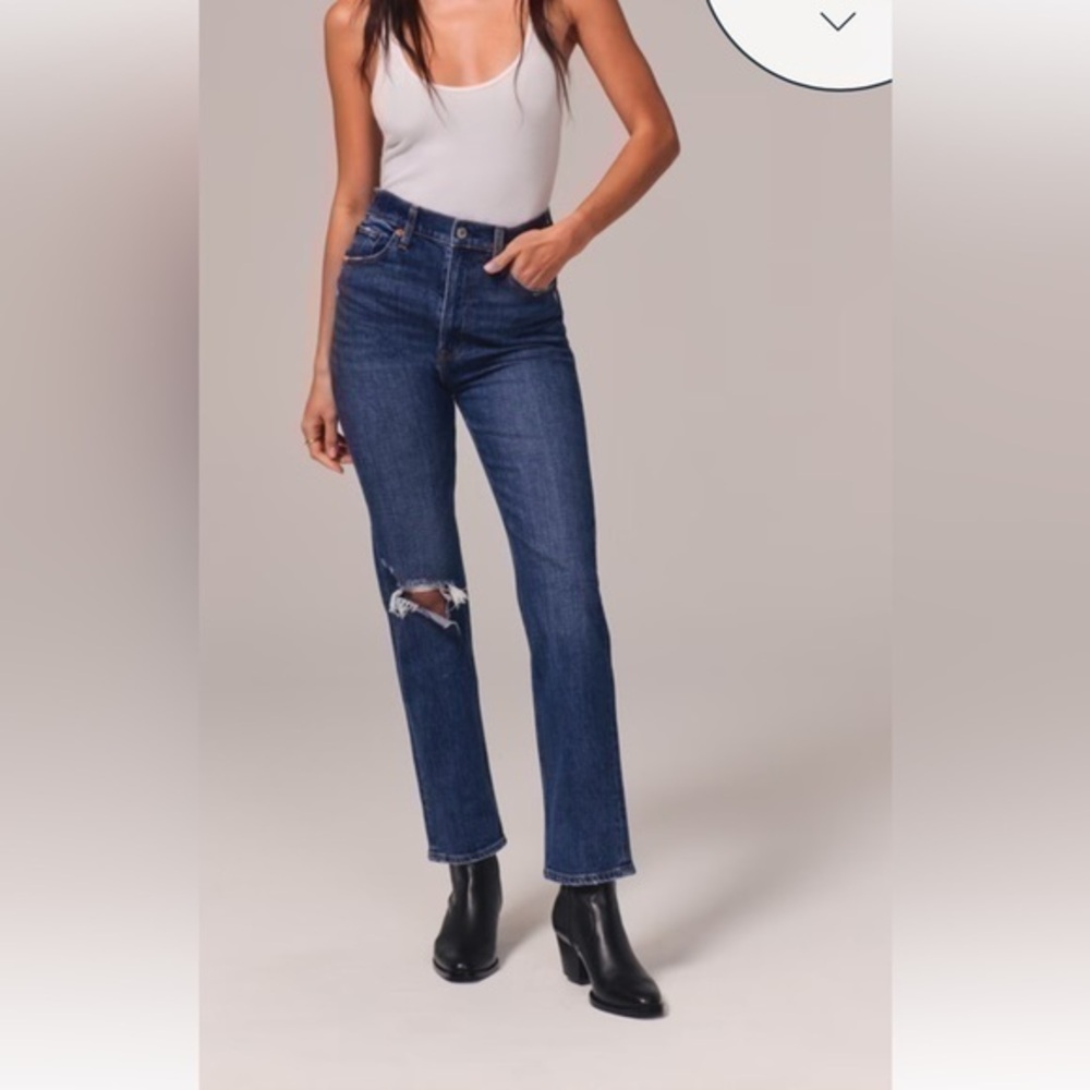 Abercrombie & Fitch Ultra High Rise The Ankle Straight Blue Jeans